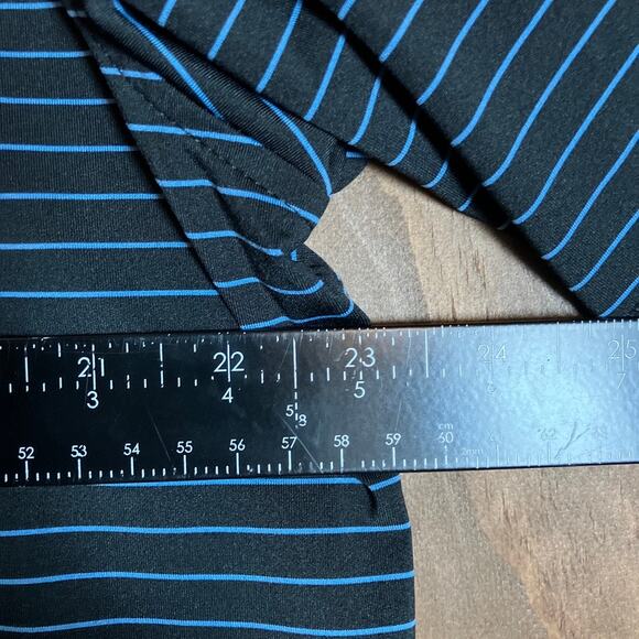 Peter Millar Men Shirt Black Blue Stripe Summer Crown Comfort Polo Stretch Large - Picture 8 of 12